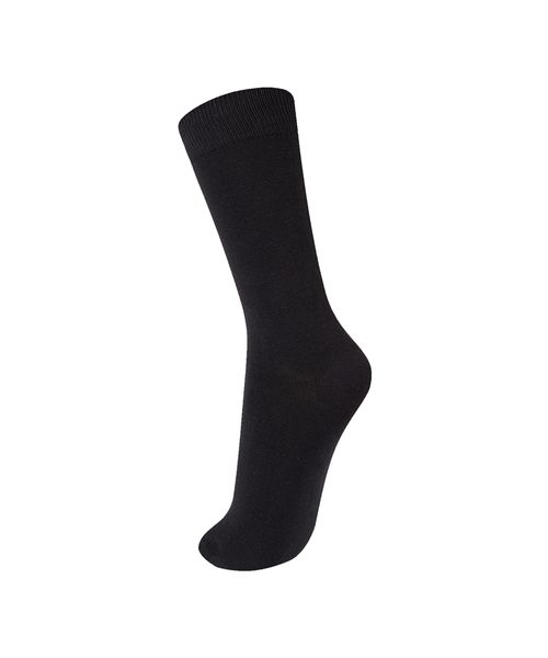 Meia Canelado Bordado - Preto