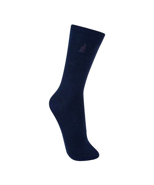 Meia Canelado Bordado - Azul Marinho