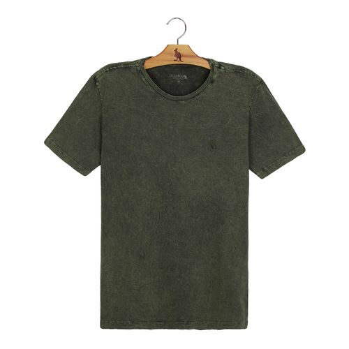 Camiseta Meia Malha Marmorizada - Verde Militar