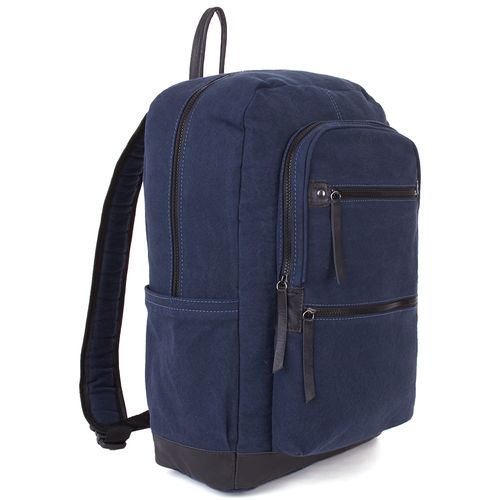 Mochila Grande Bolsos Lona - Azul Marinho