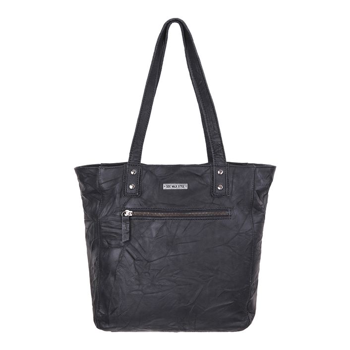 Bolsa Couro Amassado - Preto