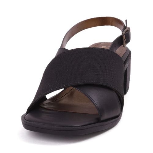 Sandalia Couro Elastico - Preto