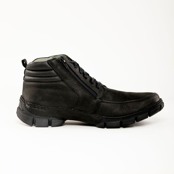 Bota Couro Ziper Graxo - Preto