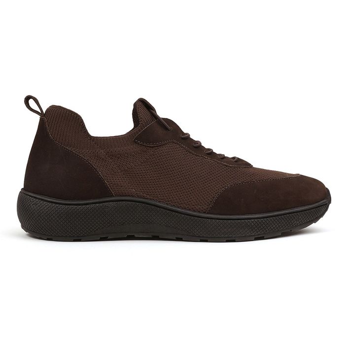 Tenis Masc Knit Nobuck - Cafe