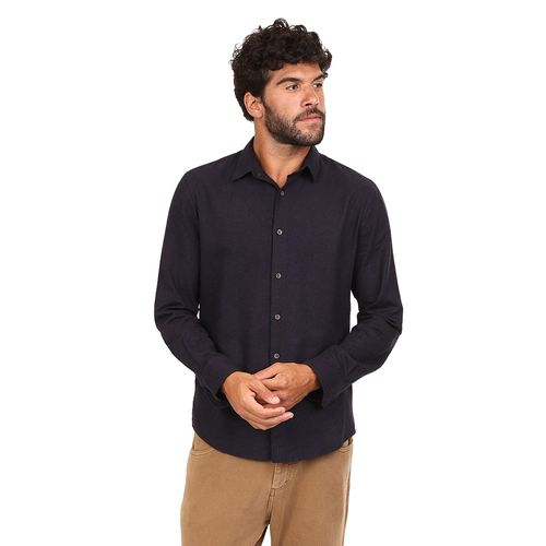 Camisa Ml Flanela Lisa - Azul Marinho