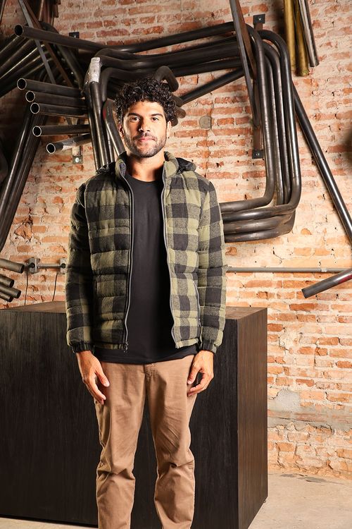 Jaqueta Flanela Dupla - Preto/Vd Militar