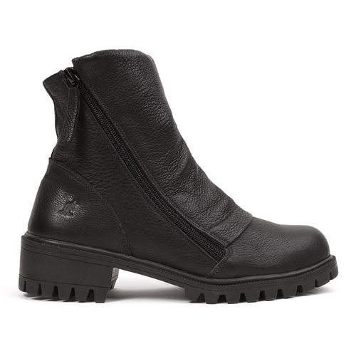 Bota Couro Ziper York - Preto
