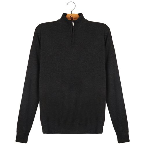 Tricot Meio Ziper - Preto