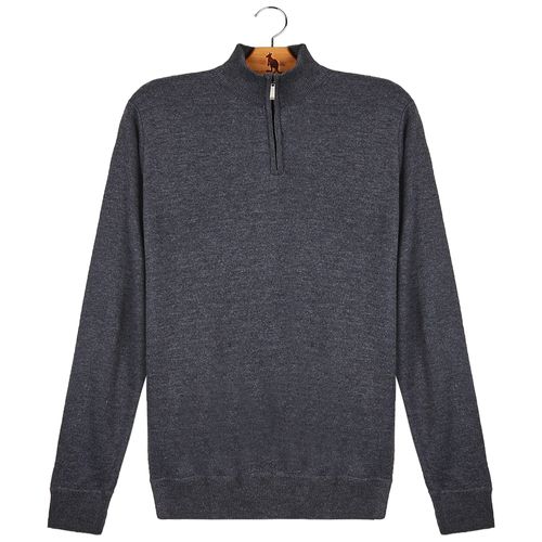 Tricot Meio Ziper - Cinza Escuro