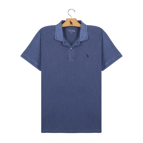 Polo Dois Relevos Estonad - Azul Marinho