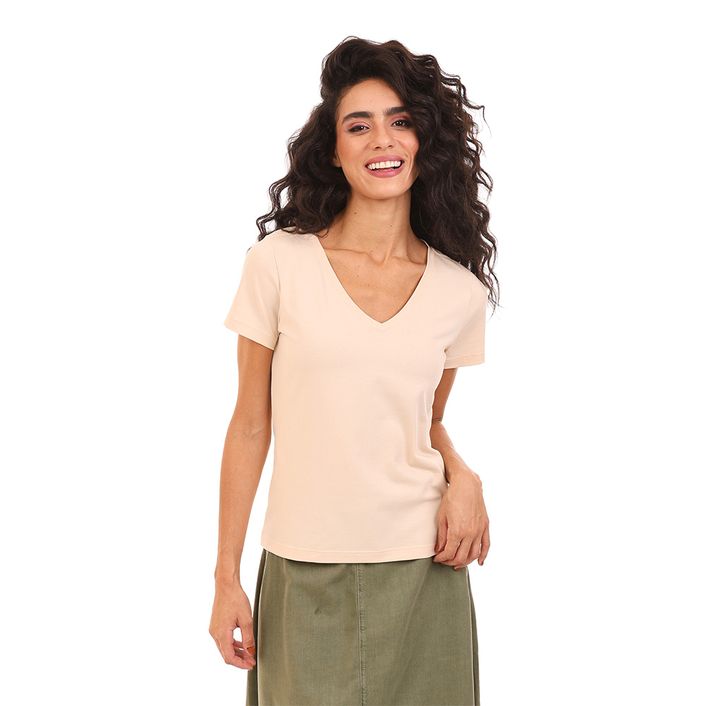 Camiseta Decote v Elast - Aveia