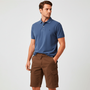 Polo Dois Relevos Estonad - Azul Marinho