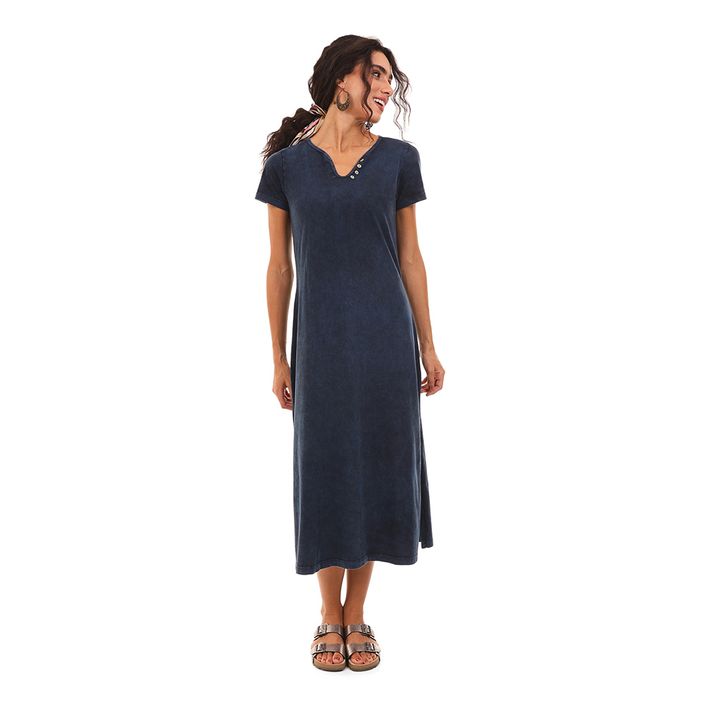Vestido Decote Arabe - Azul Marinho