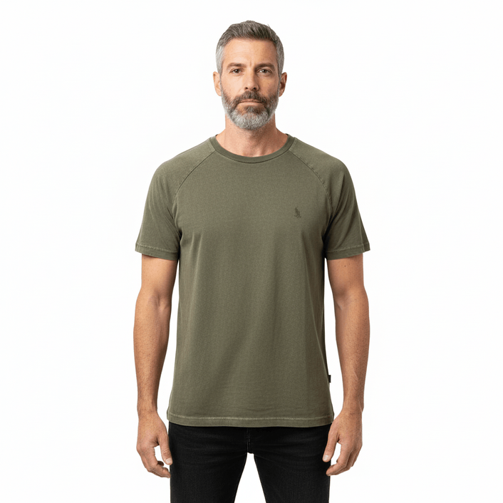 Camiseta Prega Decote - Verde Militar