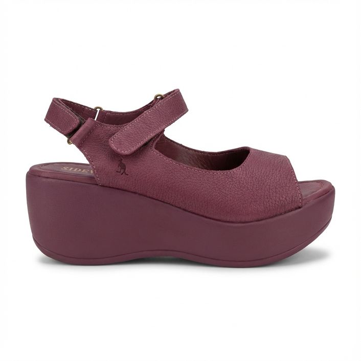 Sandalia Couro Anabela - Vinho