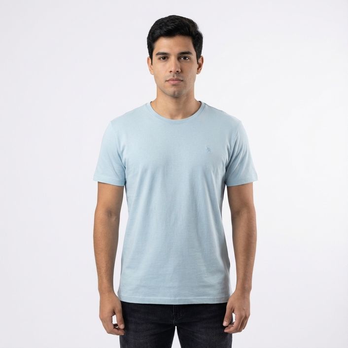 Camiseta Meia Malha Basic - Azul Claro