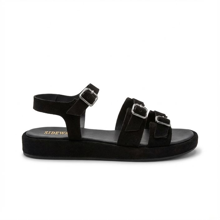Sandalia Camurca Fivelas - Preto