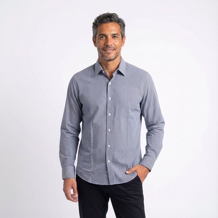 Camisa Ml Xadrez Vichy - Azul Marinho