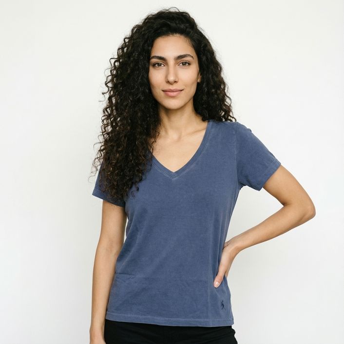 Camiseta Estonada Decot v - Azul Marinho