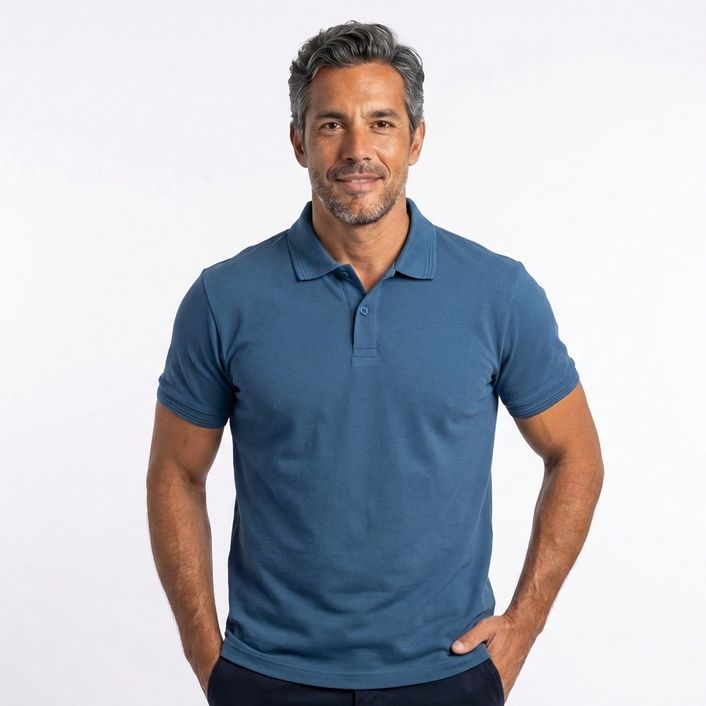 Polo Basic Visc - Azul Medio